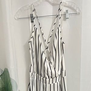 Timing White w/ Black Stripes Jumpsuit